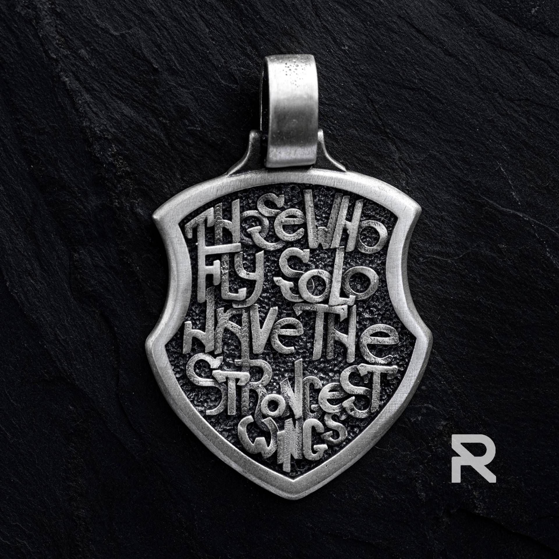 Herren Silber Schild Anhänger Graviert - Sterling Boho Schutz Krieger Mittelalter Schmuck Geschenk von reytel