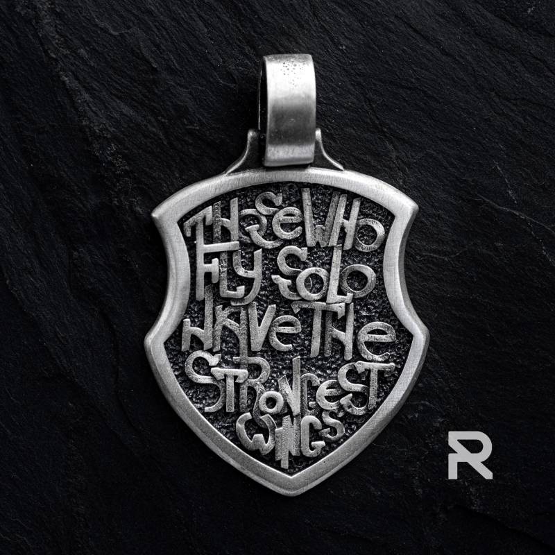 Herren Silber Schild Anhänger Graviert - Sterling Boho Schutz Krieger Mittelalter Schmuck Geschenk von reytel