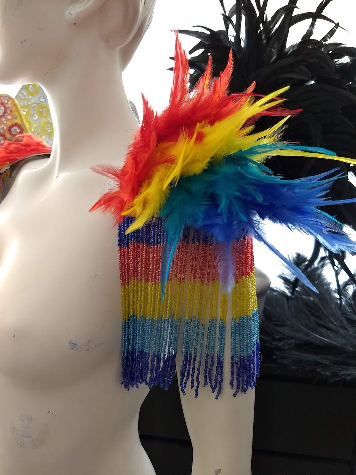 Epaulet Spiegel Paar Geflügelte Schulter Mehrfarbig Mit Glas Fransen Festzug Karneval Wff von rhienstone