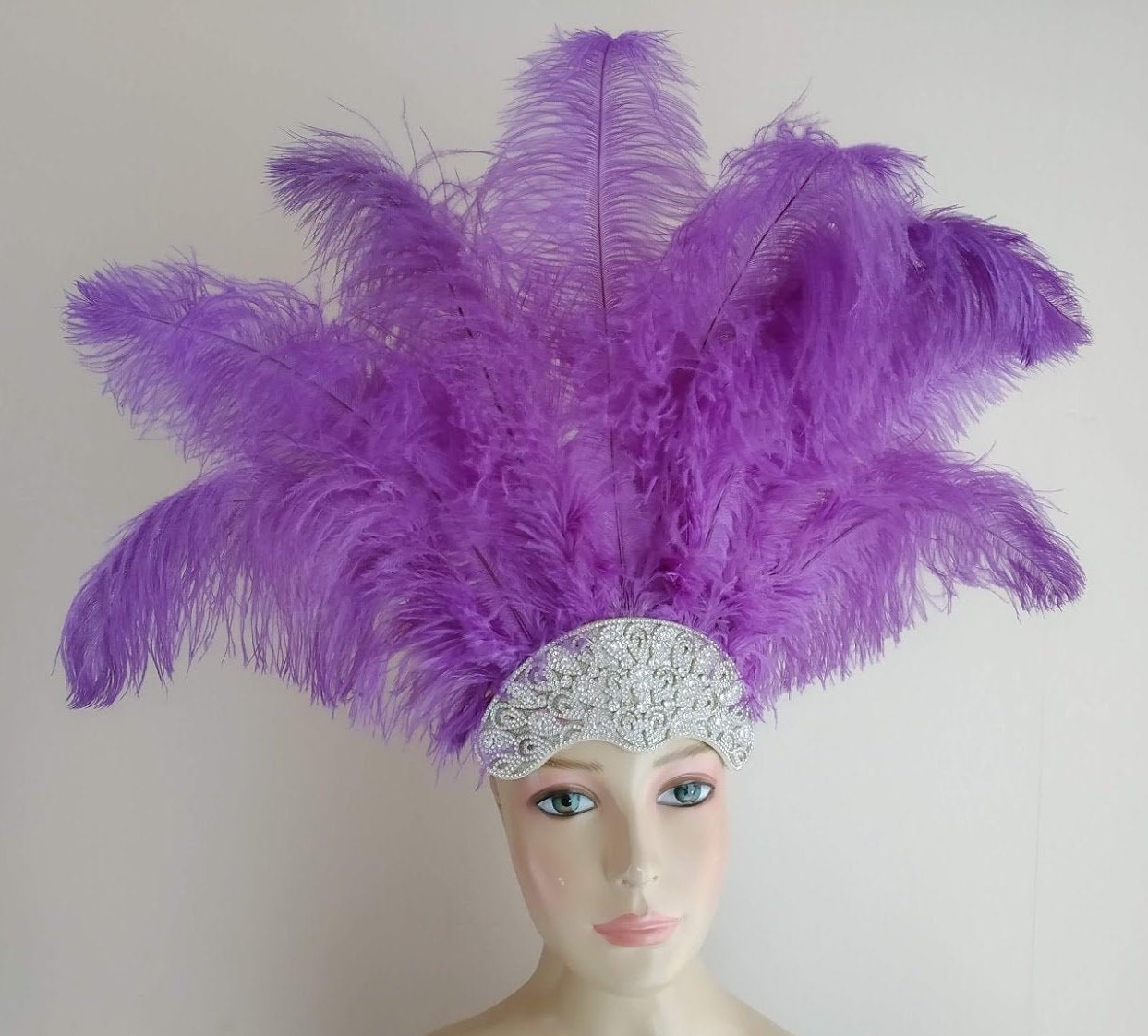 Karneval Federn Open Face Neu Strass Krone Strauß Zahnseide Federn Kopfschmuck Höhe Ist Ca. 30-36cm Durchmesser von rhienstone