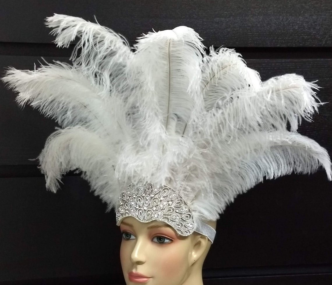 Karneval Federn Open Face Party Stil Strass Krone Strauß Zahnseide Federn Kopfschmuck Die Höhe Ist Ca. 30-36cm Durchmesser von rhienstone