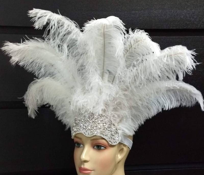 Karneval Federn Open Face Party Stil Strass Krone Strauß Zahnseide Federn Kopfschmuck Die Höhe Ist Ca. 30-36cm Durchmesser von rhienstone