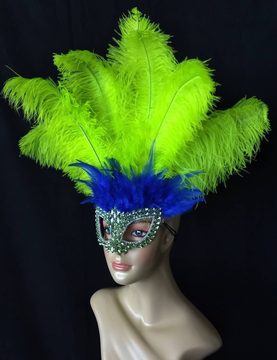 Strass Maske Kopfschmuck Strauß Zahnseide Federn Samba Karneval Hora Loca von rhienstone