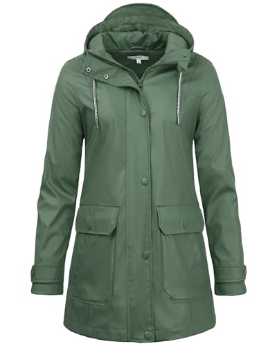 rhythm of the rain Regenmantel Damen wasserdicht Regenjacke gefüttert Damen Übergangsjacke Herbstjacke Regenparka Friesennerz Softshelljacke Kurzmantel Wanderjacke,Grün,46 von rhythm of the rain