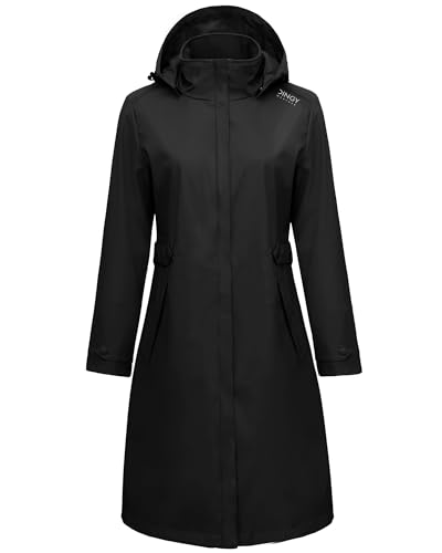 rhythm of the rain Regenmantel Damen Wasserdicht Regenjacke Atmungsaktiv Gefüttert ELVA BLACK7-36-EU von rhythm of the rain