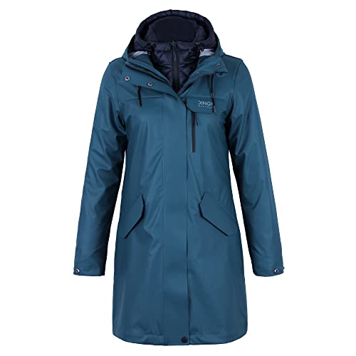 rhythm of the rain Regenmantel Damen Wasserdicht 3 in 1 Langer Regenjacke Friesennerz Mit erausnehmbares innenfutter Wintermantel Damen Warm Parka Windbreaker Gefüttert Übergangsjacke von rhythm of the rain