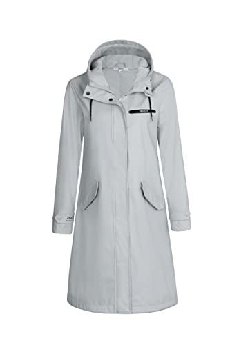 rhythm of the rain Regenmantel Damen Wasserdicht Aatmungsaktiv Regenjacke Damen Lang PU Friesennerz Raincoat Women mit Kapuze Stone 42-EU von rhythm of the rain