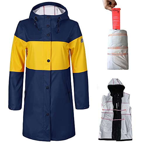 rhythm of the rain Regenmantel Damen Wasserdicht Regenjacke mit Kapuze Atmungsaktiv Softshelljacke Friesennerz Faltbar und Tragbar von rhythm of the rain