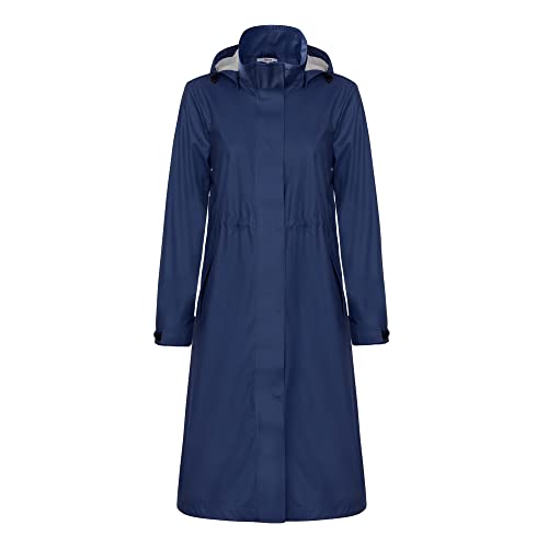 rhythm of the rain Regenmantel Damen lang Windbreaker damen wasserdicht Regenjacke damen atmungsaktiv Damen Parka Outdoor, Navy Blau, 40 von rhythm of the rain