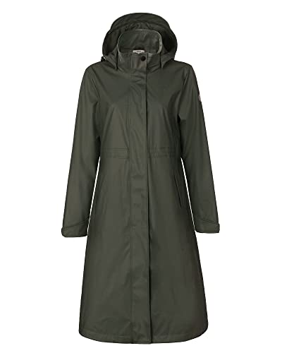 rhythm of the rain Regenmantel Damen lang Windbreaker damen wasserdicht Regenjacke damen gefüttert Damen Parka Outdoor, Grün, 40/L von rhythm of the rain