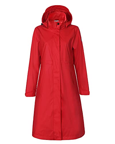 rhythm of the rain Regenmantel Damen lang Windbreaker damen wasserdicht Regenjacke damen gefüttert Damen Parka Outdoor, Rot, 36 von rhythm of the rain