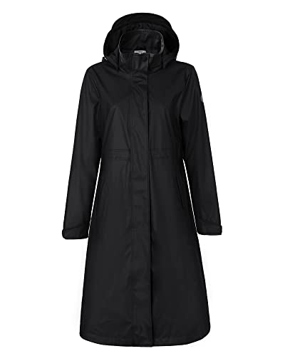 rhythm of the rain Regenmantel Damen lang Windbreaker damen wasserdicht Regenjacke damen gefüttert Damen Parka Outdoor, Schwarz, 36 von rhythm of the rain