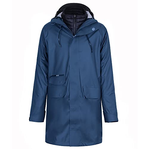 rhythm of the rain Winterjacke 3 In 1 Regenmantel Herren Lang wasserdichte Regenjacke Mit Kapuze Winddicht Wetterfest Übergangsjacke Atmungsaktiv Mantel Parka Sportjacke Regen und Schnee Outdoor von rhythm of the rain