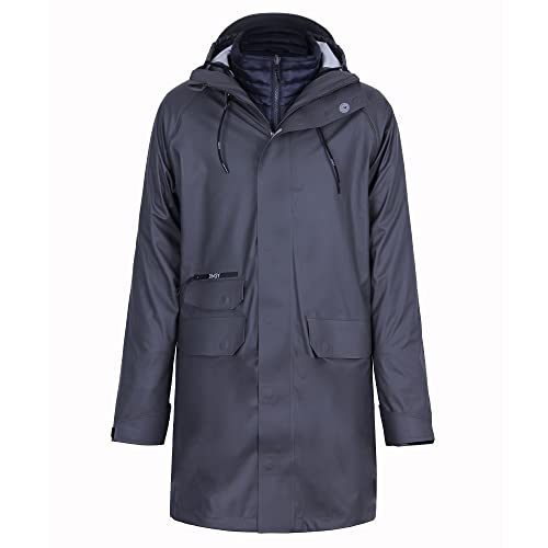 rhythm of the rain Winterjacke 3 In 1 Regenmantel Herren Lang wasserdichte Regenjacke Mit Kapuze Winddicht Wetterfest Übergangsjacke Atmungsaktiv Mantel Parka Sportjacke Regen und Schnee Outdoor von rhythm of the rain