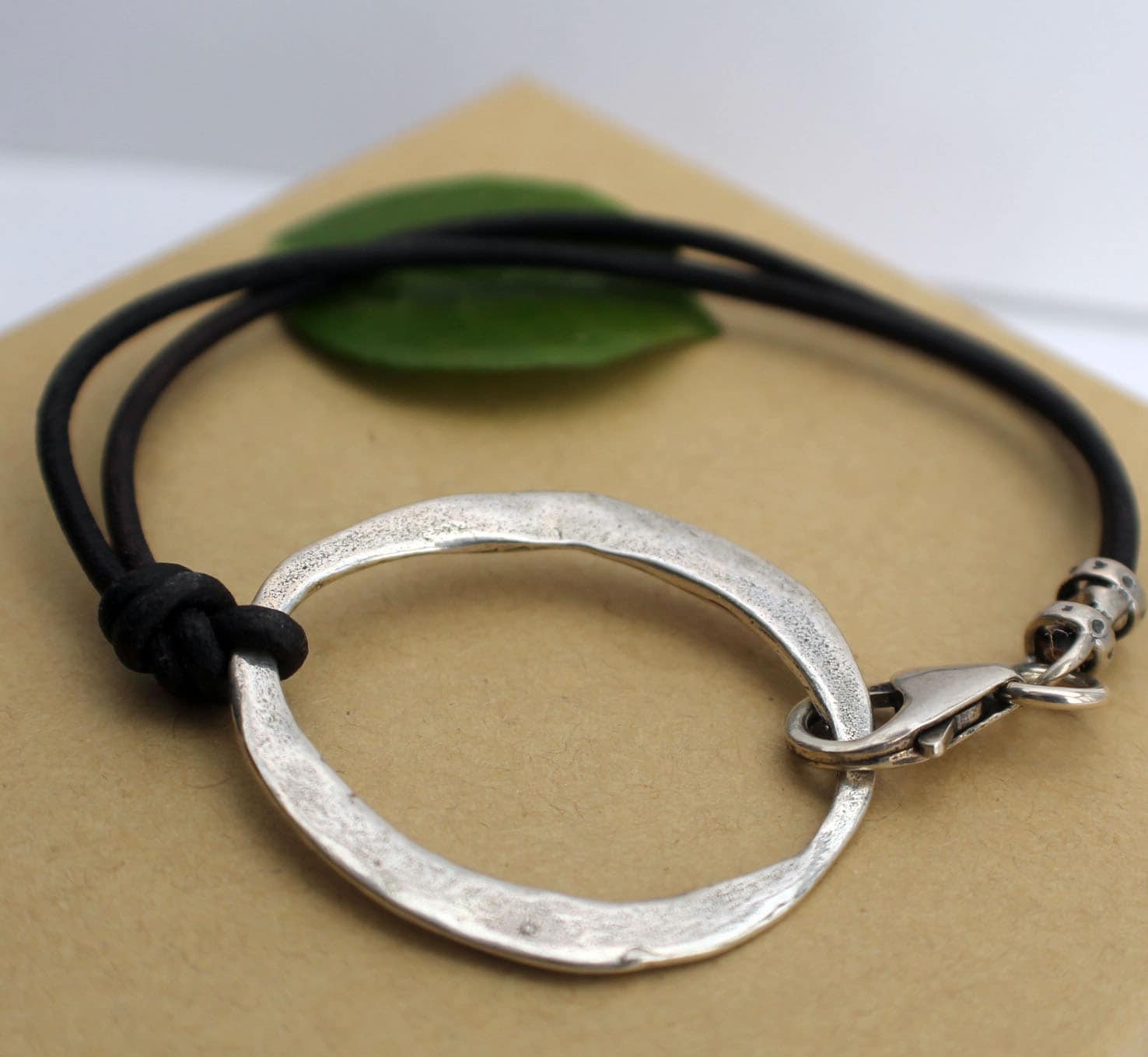 Artisan Lederarmband Large Sterling Link von ricciworthdesigns