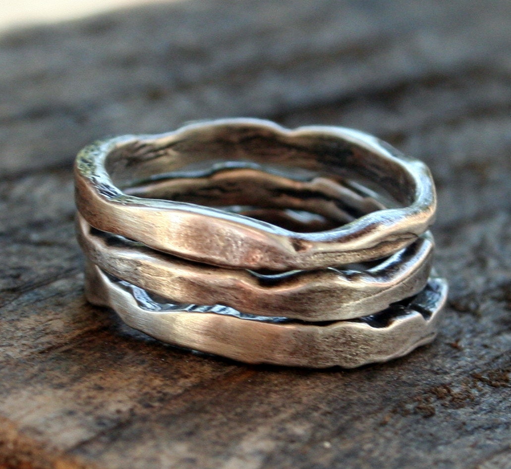 Drei Stück Ring Sterling Silber Stapelring von ricciworthdesigns