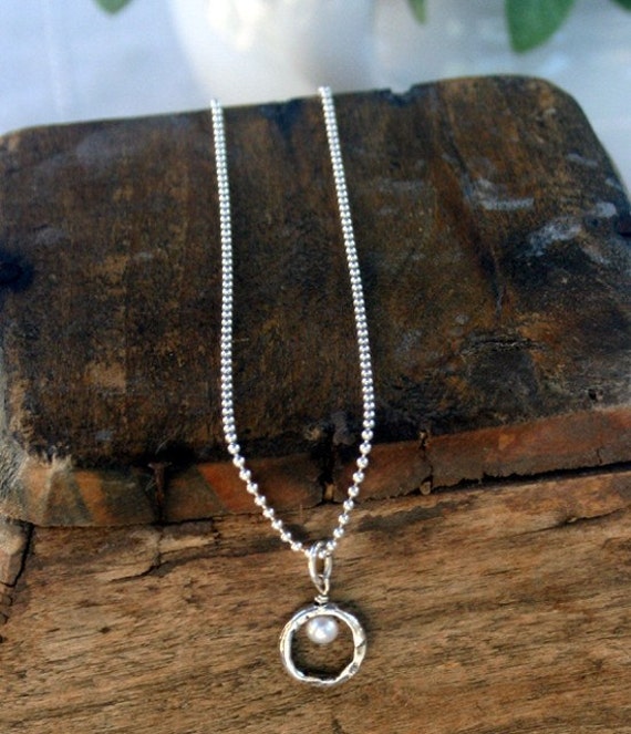 Einfache Rustikale Perle Sterling Halskette Kugelkette Perlenkette von ricciworthdesigns