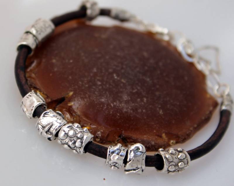 Leder Sterling Silber Schiebearmband Handwerker Verstellbar von ricciworthdesigns