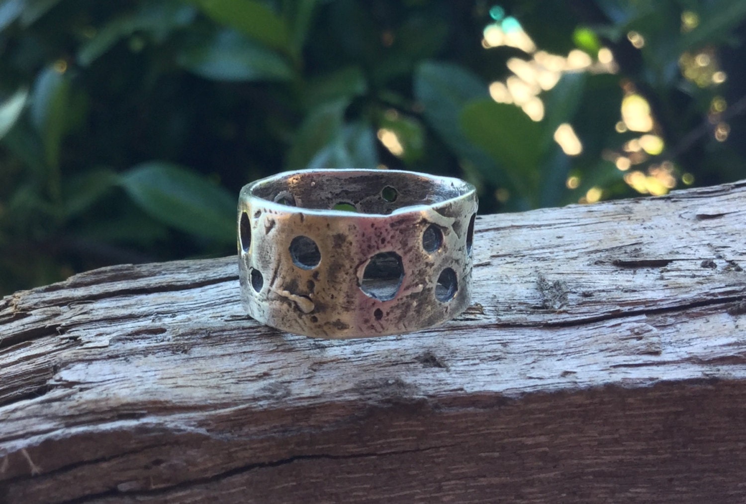 Silber 925 Loch-Y Handwerker Breit Bandring von ricciworthdesigns