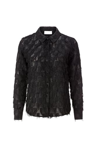 rich&royal Bluse mit Fransendetails, Farbe:schwarz, Größe:34 von rich&royal