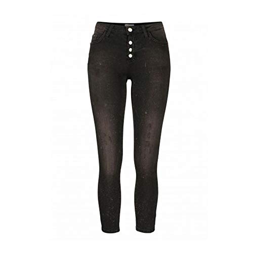 rich&royal Damen Jeans Midi Skinny Fit Denim Black Schrittlänge L32, Größe W30 von rich&royal