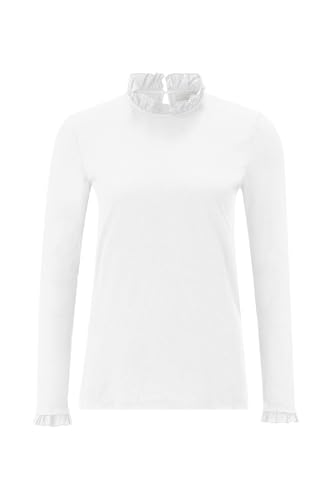 Rich & Royal Damen Longsleeve mit Rüschen weiss (10), L von rich&royal