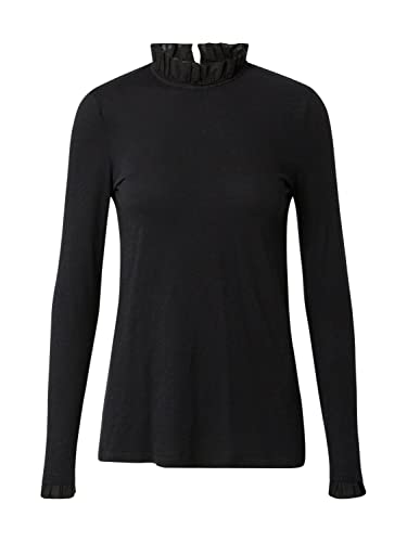 Rich & Royal Damen Longsleeve mit Rüschen schwarz (15), M von rich&royal