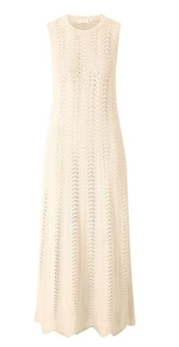 rich&royal Maxi Strickkleid Sand Ajourstrick ärmellos 2505-698, Größe:S von rich&royal