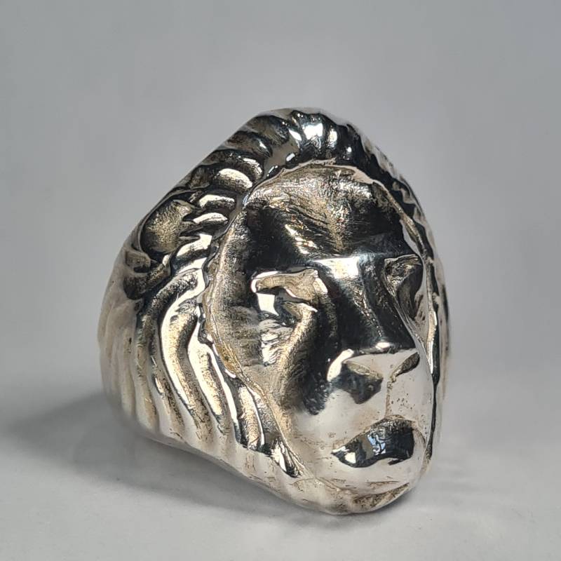 Handgemachte Sterling Silber Löwenkopf Ring, Chunky Tier Ring von richardchown