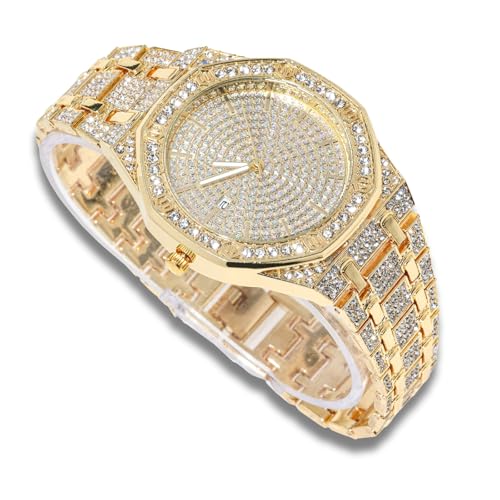 richhut Diamantuhr für Herren Iced Out Achteckiges Zifferblatt 20MM Breites Band 18K Echtgold Plattiert, Geschenk für Freund Ehemann richhut Diamantuhr für Herren Iced Out Achteckiges Zifferblatt 20MM Breites Band 18K Echtgold Plattiert, Geschenk für Freund Ehemann von richhut