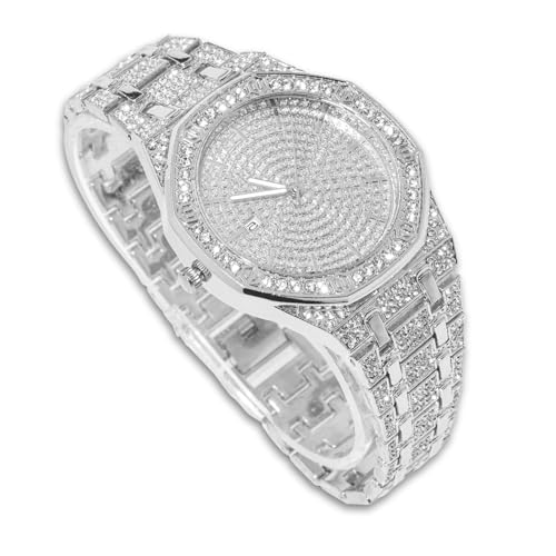 richhut Diamantuhr für Herren Iced Out Achteckiges Zifferblatt 20MM Breites Band Weißgold Platin Plattiert, Geschenk für Freund Ehemann richhut Diamantuhr für Herren Iced Out Achteckiges Zifferblatt 20MM Breites Band Weißgold Platin Plattiert, Geschenk für Freund Ehemann von richhut