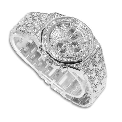 richhut Diamantuhr für Herren Iced Out Römisches Ziffernblatt 22MM Breites Band Weißgold Platin Plattiert, Geschenk für Freund Ehemann richhut Diamantuhr für Herren Iced Out Römisches Ziffernblatt 22MM Breites Band Weißgold Platin Plattiert, Geschenk für Freund Ehemann von richhut