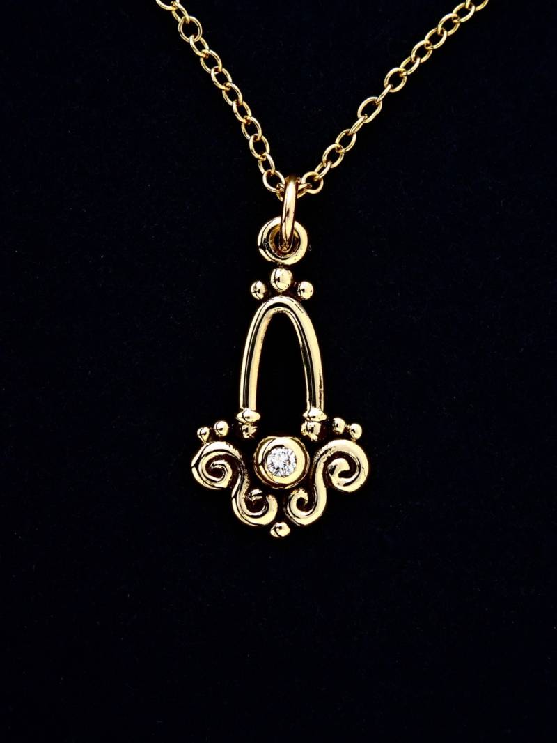 Diamant-Halskette - Handgefertigte 14 Kt Gold "Favorit" Halskette Mit Einem.5 Pt-Diamanten Von Rick Mahonski, Goldschmied von rickmahonskigold