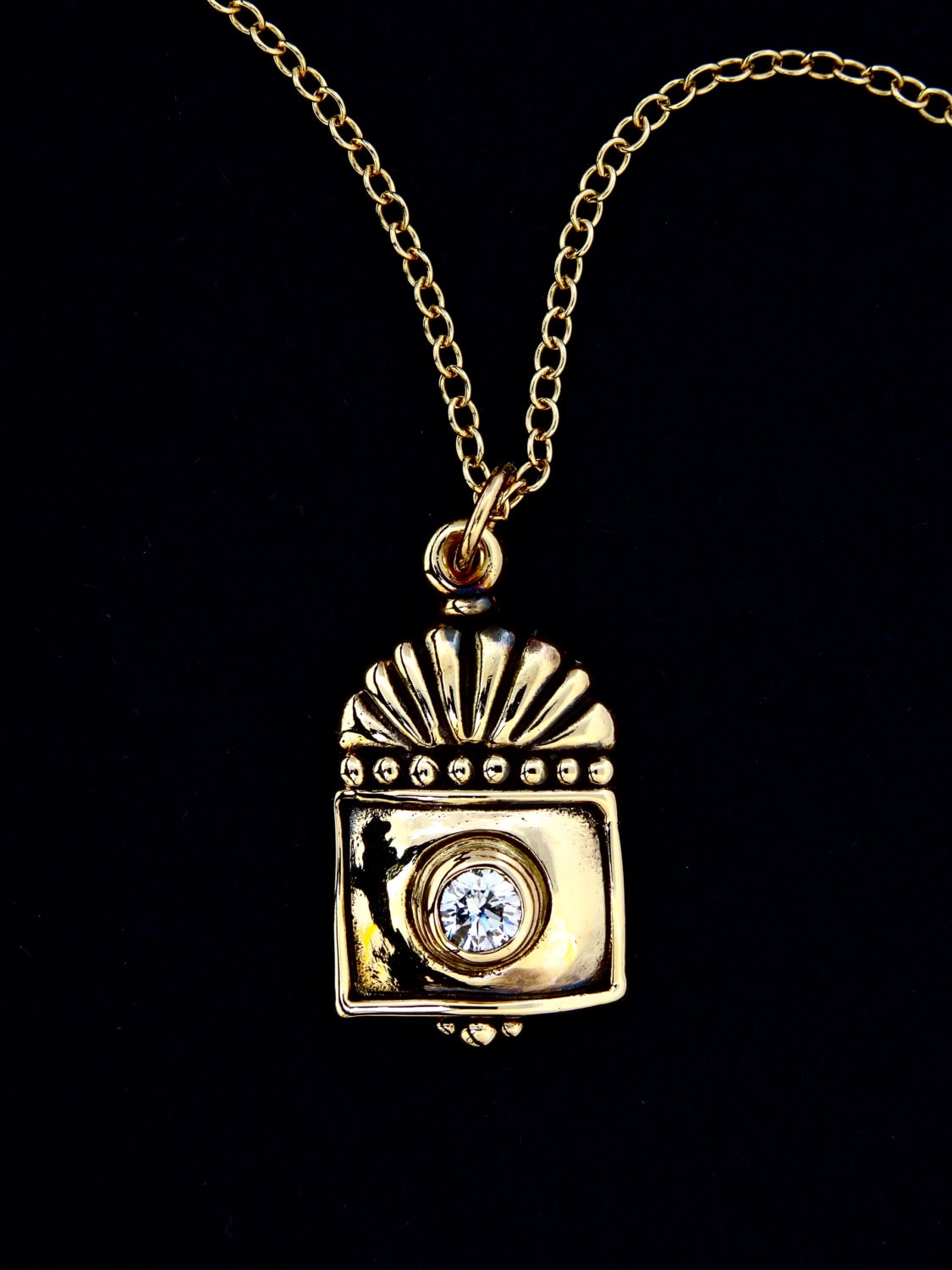 Diamant-Halskette - Handgefertigte 14 Kt Gold "Sonnenstrahl" Halskette Mit Einem.20 Pt-Diamanten Von Rick Mahonski, Goldschmied von rickmahonskigold