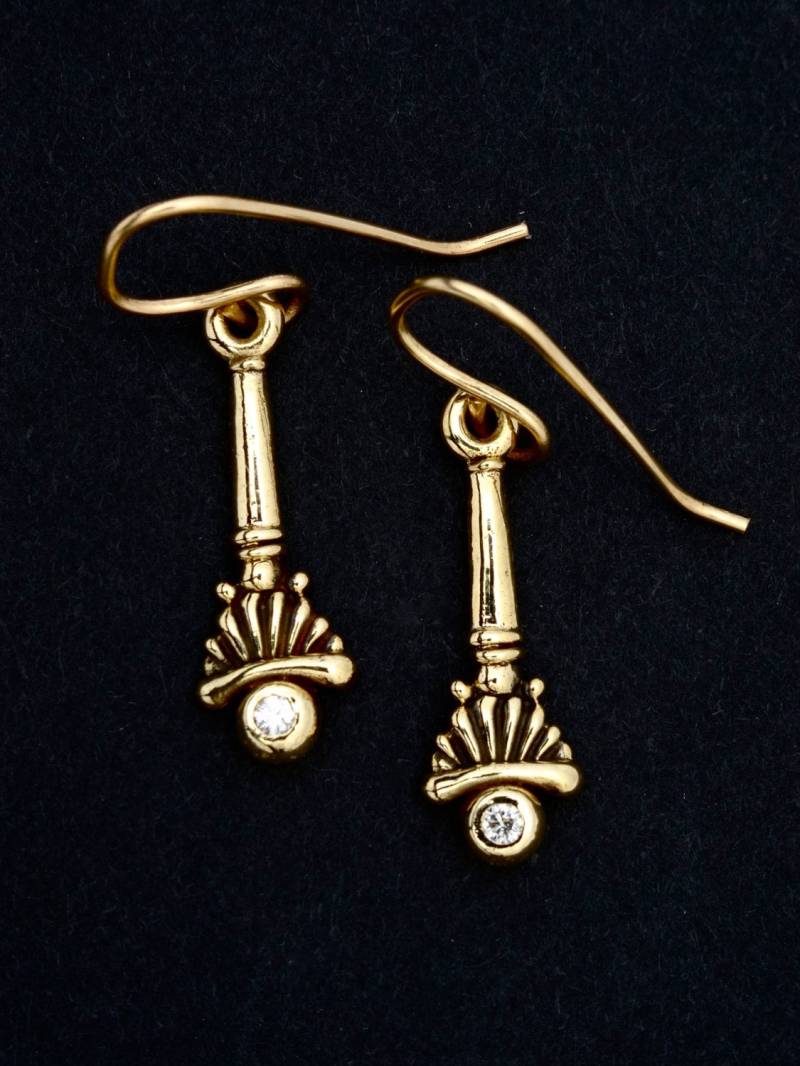 Diamant-Ohrringe - Handgefertigte 14 Kt Gold "Fan" Ohrringe Mit Zwei.5 Pt Diamanten Von Rick Mahonski, Goldschmied von rickmahonskigold