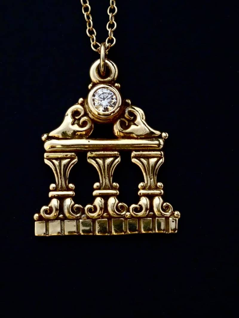 Gold-Diamant-Halskette - Handarbeit 14 Kt Gold "Roman Spalte Heart" Halskette Mit Diamant.25 Pt von rickmahonskigold