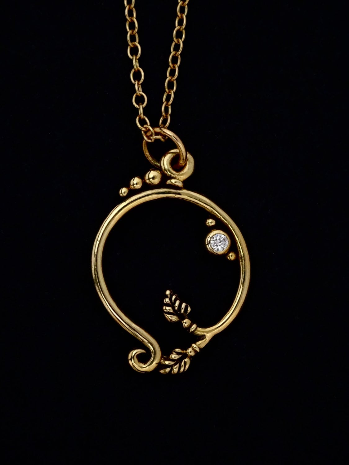 Gold Und Diamant-Halskette - Handarbeit 14 Kt "Rebe Des Lebens" Halskette Mit Einem.3 Pt-Diamanten Von Rick Mahonski von rickmahonskigold