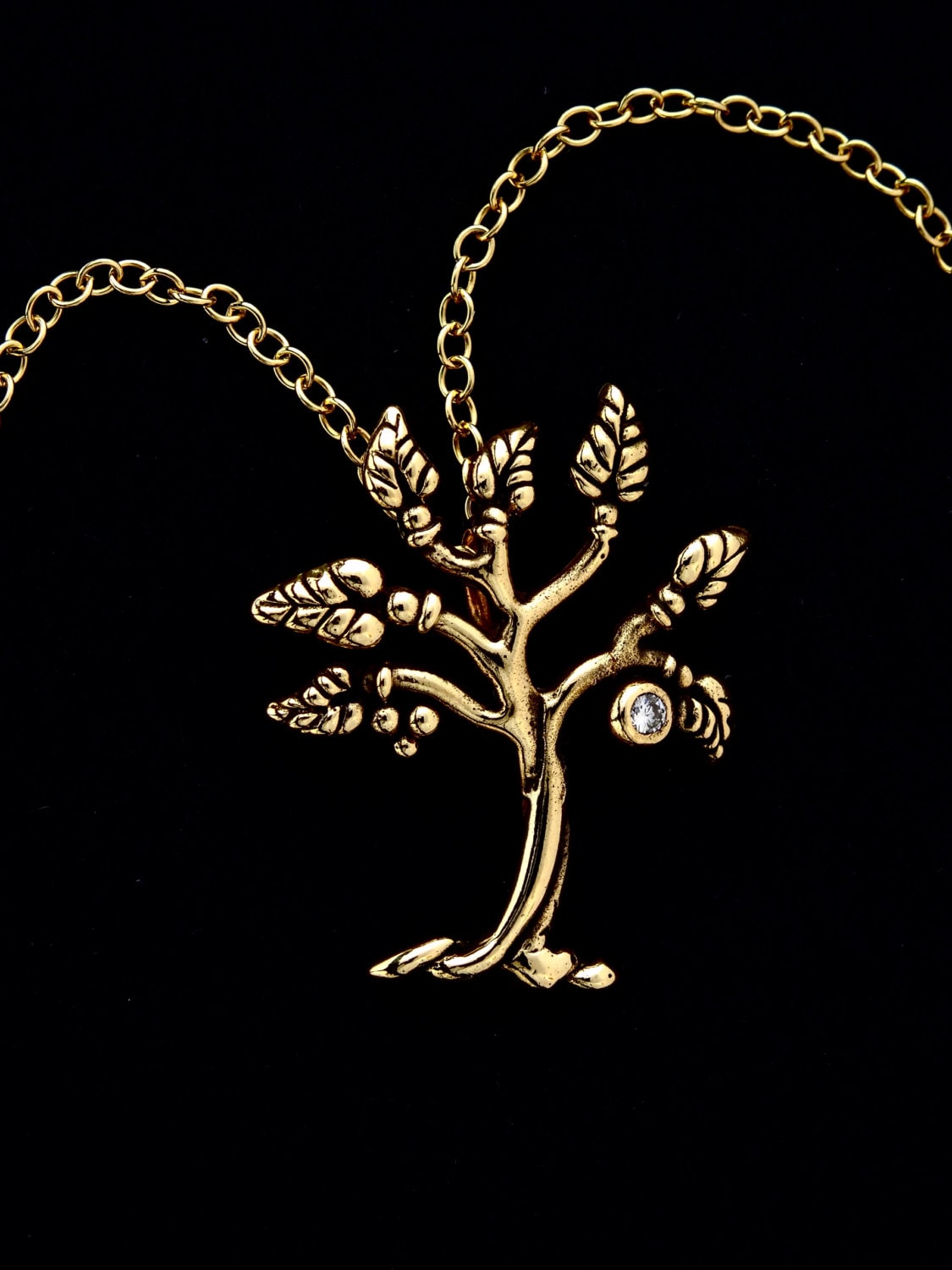 Handgefertigte 14 Kt Gold "Baum Des Lebens" Halskette Mit.3 Pt Diamant Von Rick Mahonski, Goldschmied von rickmahonskigold