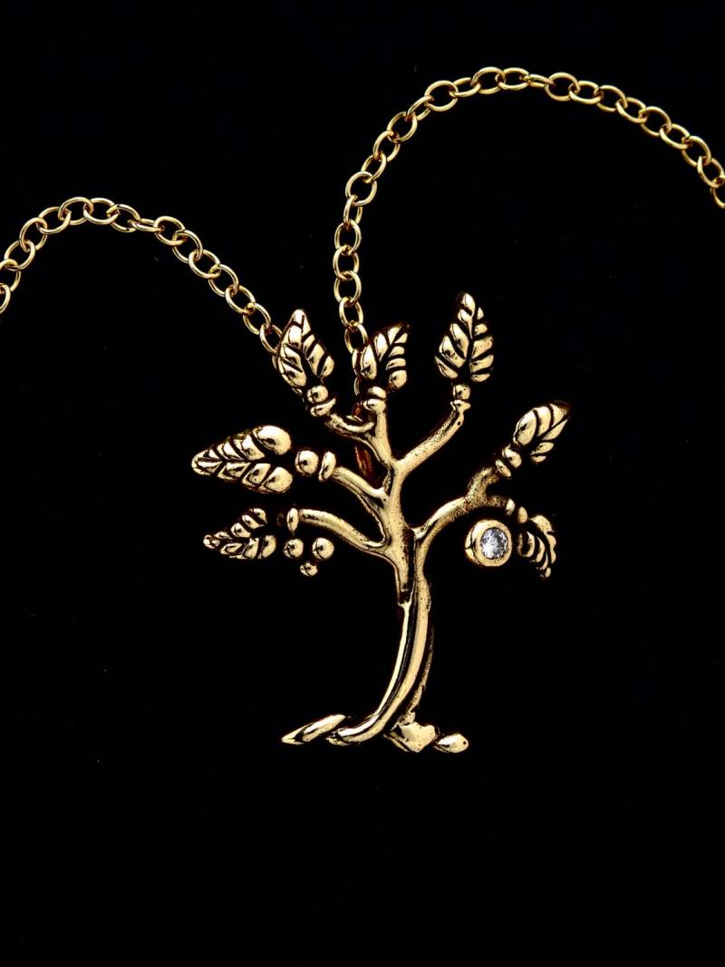 Handgefertigte 14 Kt Gold "Baum Des Lebens" Halskette Mit.3 Pt Diamant Von Rick Mahonski, Goldschmied von rickmahonskigold