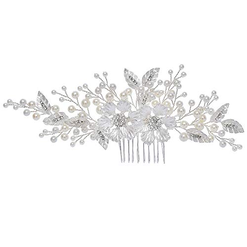 rieder Crystal Pearl Haar KäMme Blatt Blumen Haarnadel Braut Perlen Stirnband Diademe Hochzeitsschmuck ZubehöR für Braut Statement von rieder