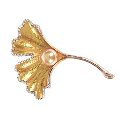 rieder Retro Crystal Brosche Brosche Weibliche Ginkgo Leaf Schal Schnalle Schnalle Matte Brosche Farbe: Gold von rieder