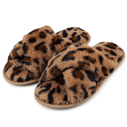 riemot Hausschuhe Damen Winter Plüsch Pantoffeln Memory-Schaum Warme Hausschlappen Bequeme Rutschfeste Flauschige Slipper, Leopardenmuster, gr.36-37 von riemot