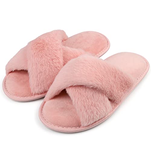 riemot Hausschuhe Damen Winter Plüsch Pantoffeln Memory-Schaum Warme Hausschlappen Bequeme Rutschfeste Flauschige Slipper, Rosa, gr.36-37 von riemot