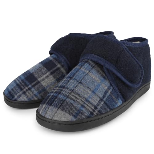 Hausschuhe Herren Pantoffeln Memory Foam Verstellbar Klettverschluss Bequeme Schuhe für Drinnen & Draußen von riemot