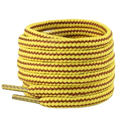 riemot 1 Paar Runde Schnürsenkel [Ø 4mm] reißfest Schuhbänder Ersatz Shoe laces für Herren, Damen, Kinder, Sportschuhe, Arbeitsschuhe, Wanderschuhe - Gelb&Brau, 120cm von riemot