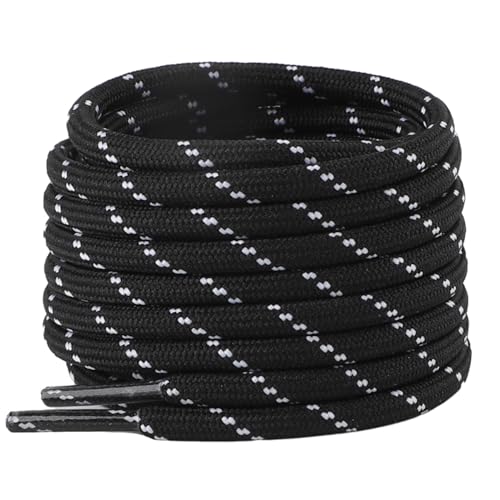 riemot 1 Paar Runde Schnürsenkel [Ø 4mm] reißfest Schuhbänder Ersatz Shoe laces für Herren, Damen, Kinder, Sportschuhe, Arbeitsschuhe, Wanderschuhe - Schwarz&weiß, 140cm von riemot