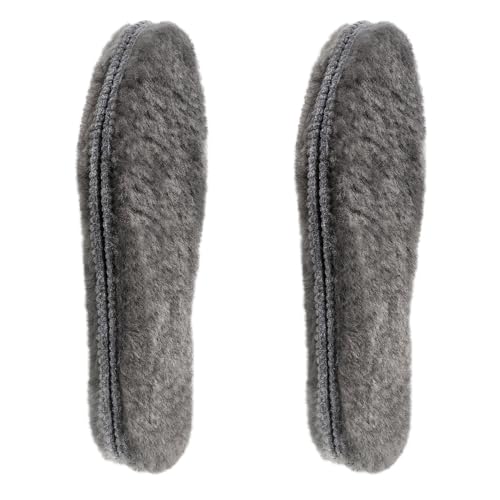 riemot 2 Paar Echte Lammfell Einlegesohlen für Herren Winter Warme Schaffell Einlegesohlen Weiche Kuschelige Flauschige Lammfell Schuheinlagen für Schneestiefel,Hausschuhe Grau Grau Gr.43 EU von riemot