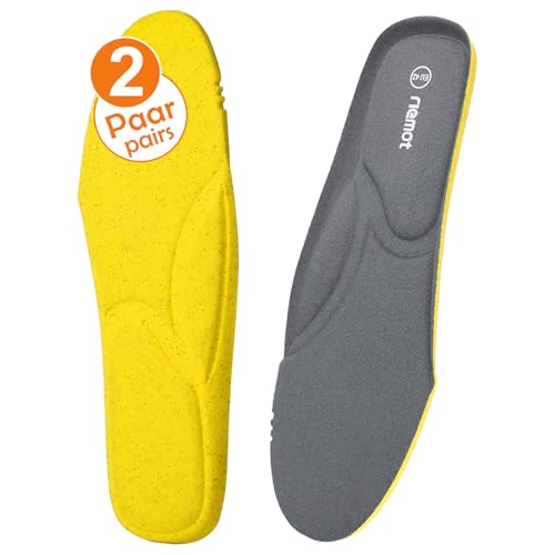 riemot 2 Paar Komforteinlegesohlen Memory Foam Einlegesohlen Sport Einlegesohlen Damen Breite Schuheinlagen Weiche Einlagen für Sneaker,Sportschuhe,Arbeitsschuhe,Laufschuhe Grau EU41 von riemot