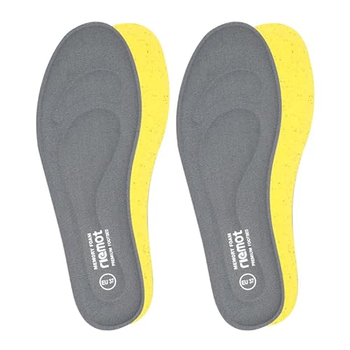 riemot 2 Paar Memory Foam Einlegesohlen für Damen Komfort Einlegesohlen Weich Schuheinlagen für Sneaker Arbeitsschuhe Stiefel für Sport Freizeit und Beruf,Grau Gr.36 von riemot