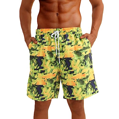 riemot Badehose Herren Badeshorts Sommer Männer Jungen Schwimmshorts Beach Schnelltrocknend Boardshorts Verstellbarem Sporthose kurz Mit Tasche und Gummizug, L von riemot